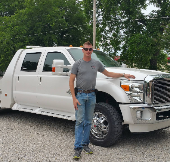Dusty with diesel truck